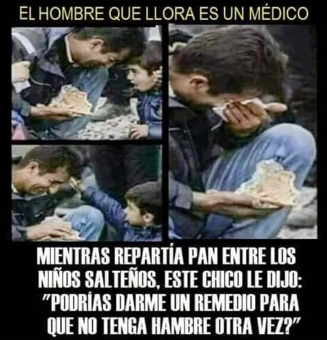 Médico repartiendo pan entre los niños salteños